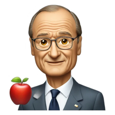 Jacques Chirac with an apple sticker