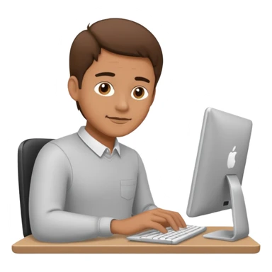 man working on computer, line art sticker