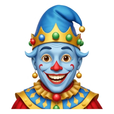 crazy funny colorful human jolly joker, medieval, vintage, court jester, mac os icon, blue color sticker