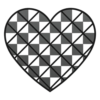 heart with a geometric diamond pattern, clean digital illustration sticker
