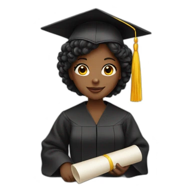 Black girl graduating with certificate  sticker
