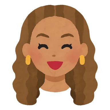Beyonce's head in Irasutoya style, cheerful, cartoon, simple lines, soft colors, no background sticker