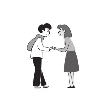 Two human figures blending together, one transparent and fading into the solid one, emotional connection sticker