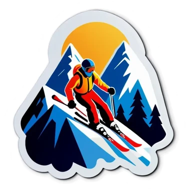 I want a mountain with skieur sticker