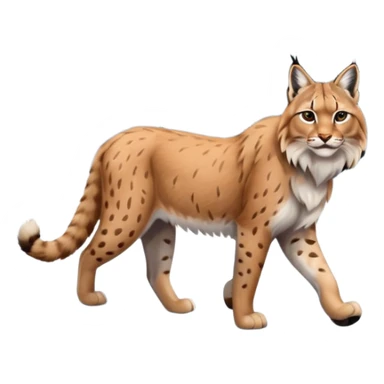 Eurasian Lynx walking in the snow beautiful aesthetic, snowy ground, snow falling around, wooden pine trees in the background, full aesthetic scenic image scenery sticker