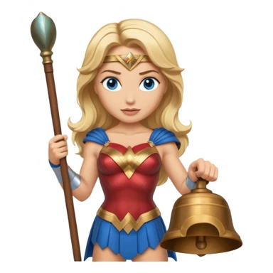 Blonde blue eyes Wonder Woman holding bell and baton sticker