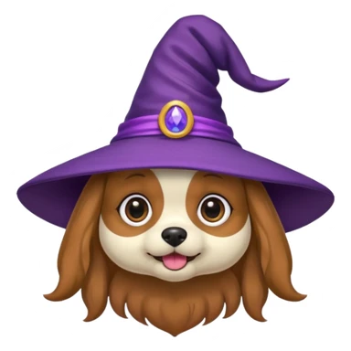 dog wear purple wicth hat sticker