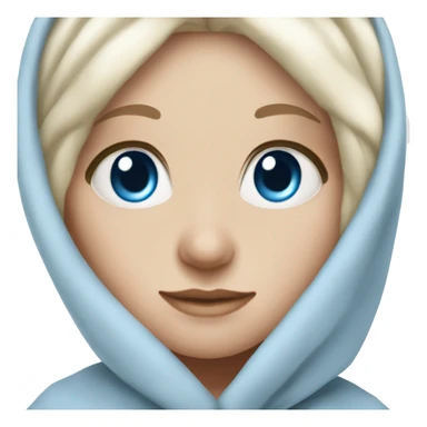 White girl blonde white hair and blue eyes under a blanket sticker