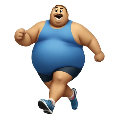Fat guy running a marathon for a donut sticker