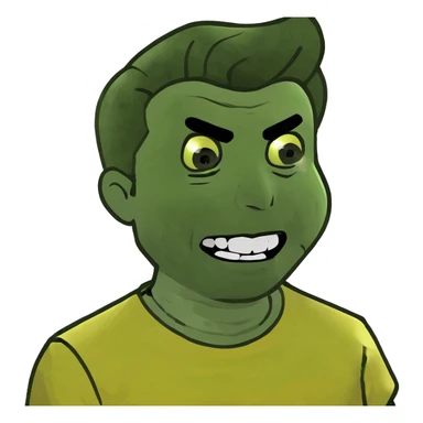 Rick Astley with straight face but with front teeth out and the picture is yellow as hell sticker