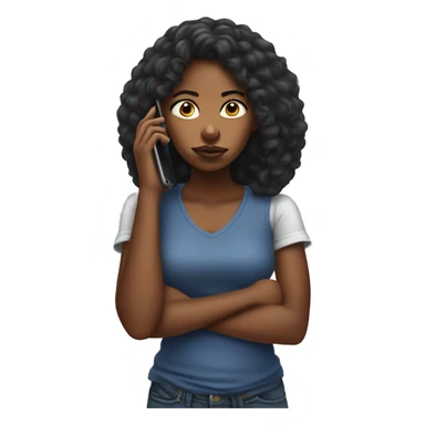 Bored black girl on her phone sticker