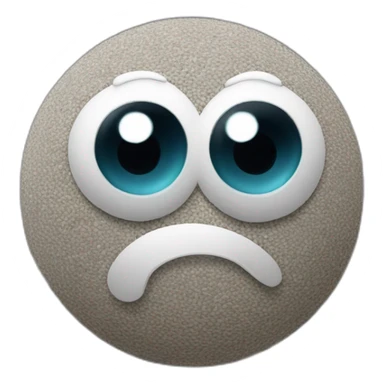 3d sphere with a cartoon gravel texture with big calm eyes sticker