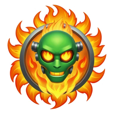 The Omnitrix from Ben 10 with a fiery guy in the middle sticker