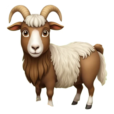 Icon for Domestic Hooved Animals: A gentle collage featuring a brown goat with large, curious eyes, a calm sheep with soft wool, and a majestic horse with a flowing mane. Background with a green pasture and a few hay bales. Transparent background. sticker