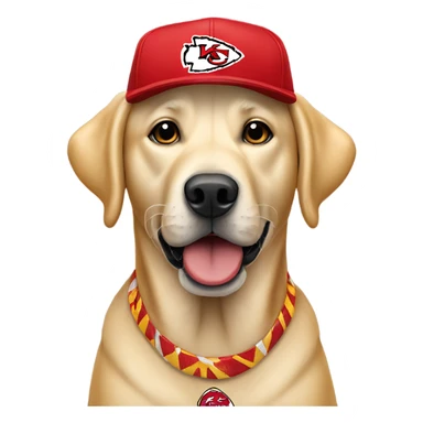 Yellow lab wearing Kansas city chiefs hat sticker