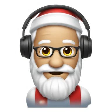 Santa clause with headphones and fairy lights sticker