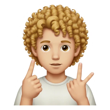Teenage boy with curly hair sticking up the middle finger sticker