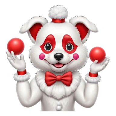 a Circus clown cute dog juggling two metal ball sticker