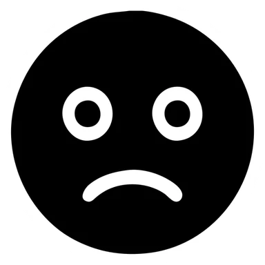 darkened yellow emoji face with wide, sad eyes and a frown, icon style sticker