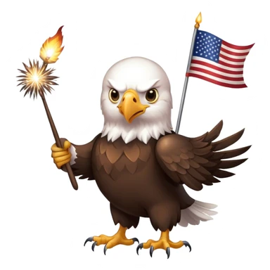 Bald eagle with flag and sparklers sticker