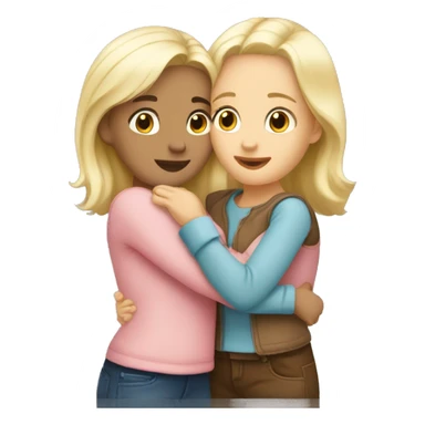 One blond and one brunett girls hugging sticker