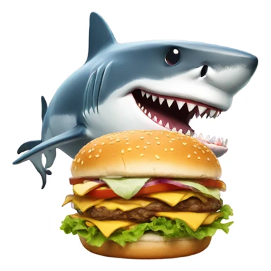 Shark with a burger sticker
