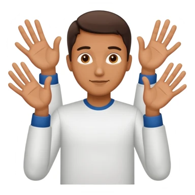 A Man holding 6 in one hand, 7 in the other Hand.  sticker