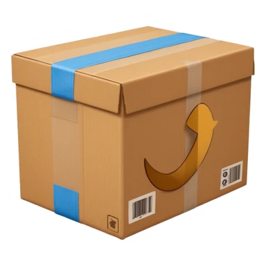 closed brown box with tape facing front forward sticker