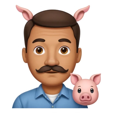 pig ears man with mustache sticker