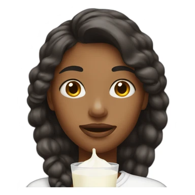 Woman with milk on her face sticker