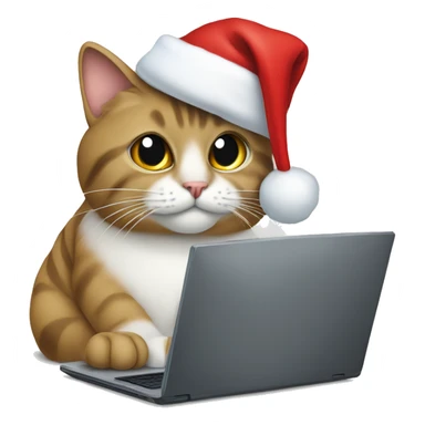 The programmer's cat wearing a santa hat is sitting at the computer sticker