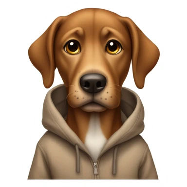 Brown dog wearing baggy clothes sticker