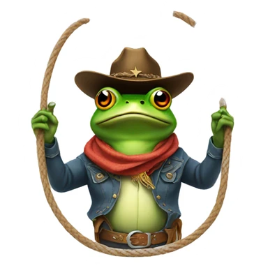 Frog in a cowboy hat with a lasso sticker