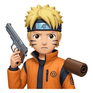 Naruto with gun sticker