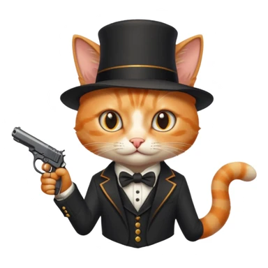Magitian cat with pistol sticker