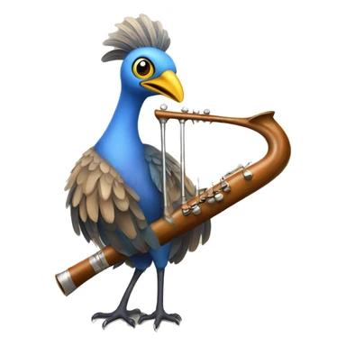 Lyre bird standing on a flute sticker