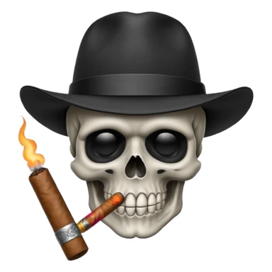 Skull head with a black hat with a cigar in his mouth sticker