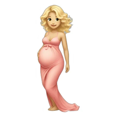 adorable pregnant blond full body women with beach-wave-hair sticker