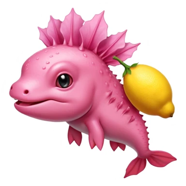 J’aimerais un Axolotl en dessin anime un peu rose qui mange un citron sticker