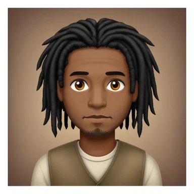 Medium man with short black dreads dark brown eyes sticker