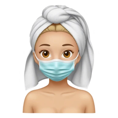 Girl with a towel and a mask sticker