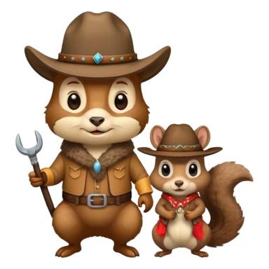 a buffalo and a cowboy squirrel chilling sticker