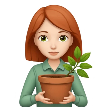 woman holding a flower pot sticker
