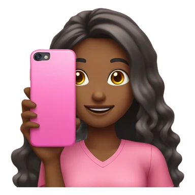 girl taking selfie with pink phone sticker