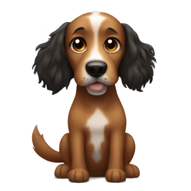 Brown dog with black spots and long fluffy ears sticker