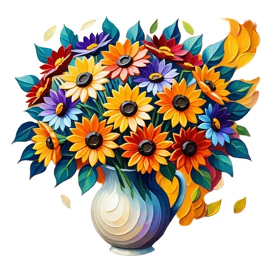 autumn bouquet in afremov painting style sticker