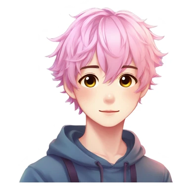 Gorgeous anime style shojo boy with blushing face aesthetic and pretty colorful shiny gradient pastel hair trending style sticker