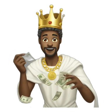 White king throwing money sticker