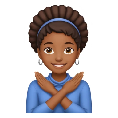 Black girl with hands crossing on her neck and smiling sticker
