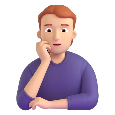 3D character with hand on chin thinking deeply sticker